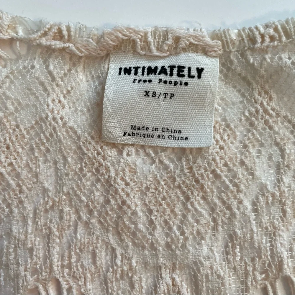 Free People Intimately Feminine Peek A Boo Lace Overlay Dress Cream Off White XS